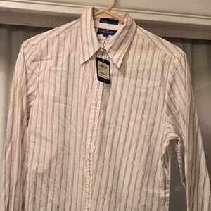 Faconnable White Cotton Dress Shirt w Red Stripes S